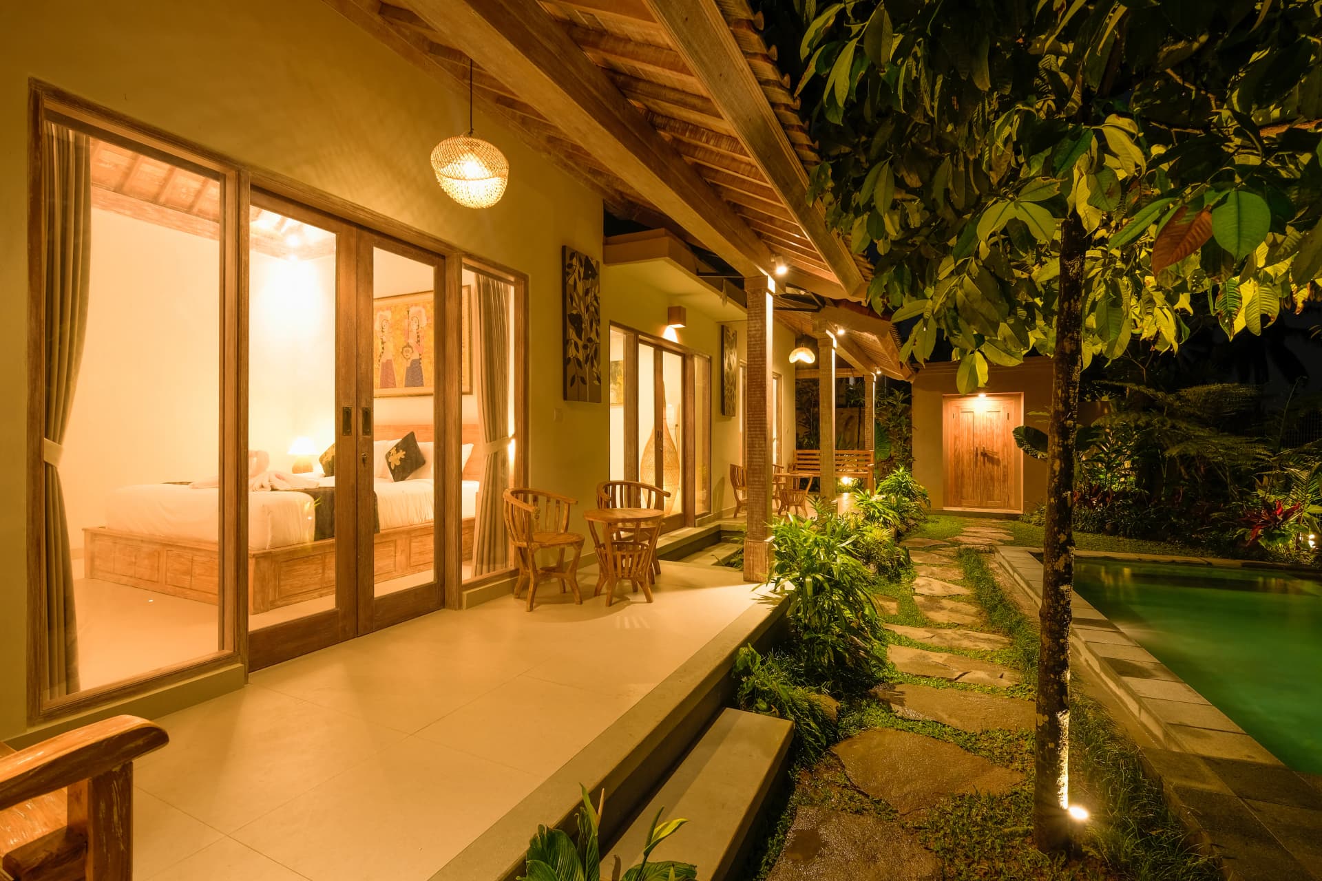 Front view of Wana Jiwa private villa in Ubud, Bali